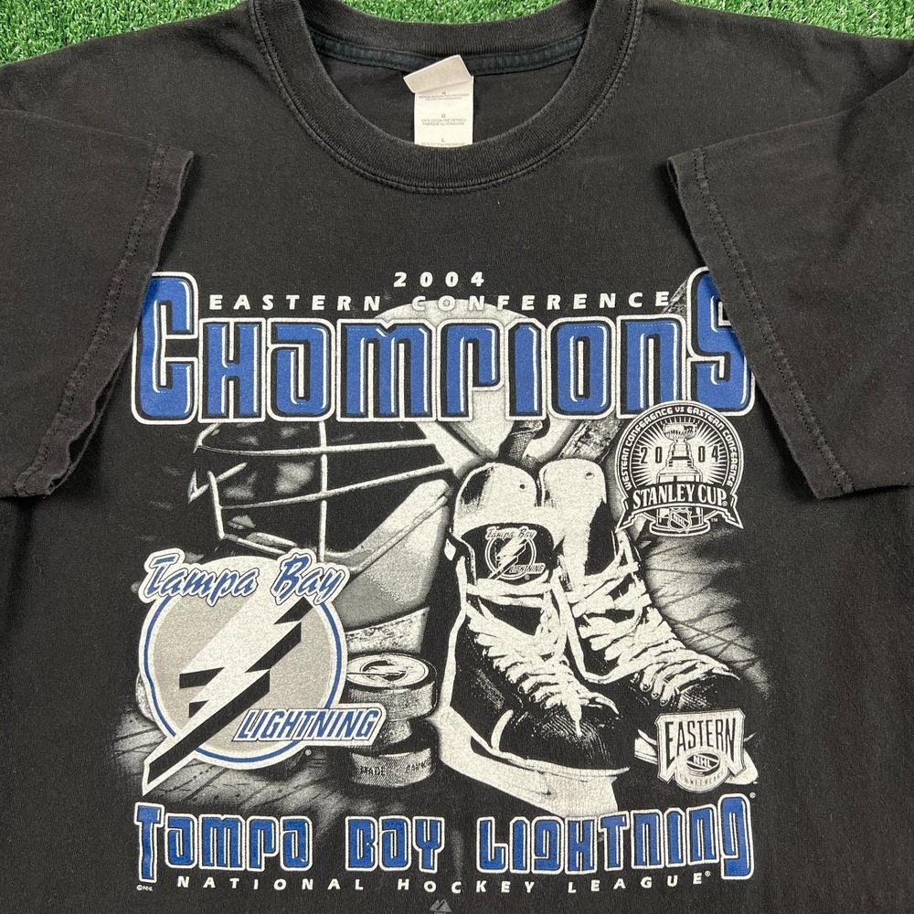 VTG Tampa Bay Lightning East Conference Champions T-Shirt Mens Large Black 2004